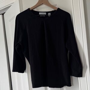 Valerie Stevens Black V-Neck Relaxed Cotton Top